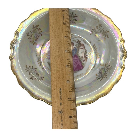 VINTAGE Japan Lusterware Portrait Of Courting Couple Pitcher and Bowl Gold Rim - Picture 15 of 15